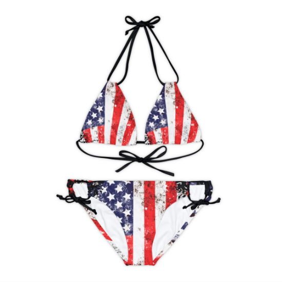 Picture of American Flag Strappy Bikini.