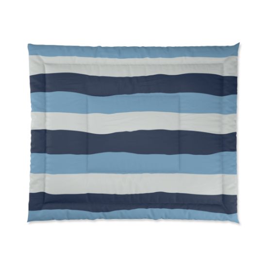 Picture of Blue Striped Comforter.