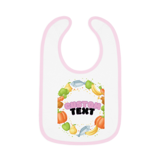 Picture of Custom Text Baby Contrast Trim Jersey Bib.