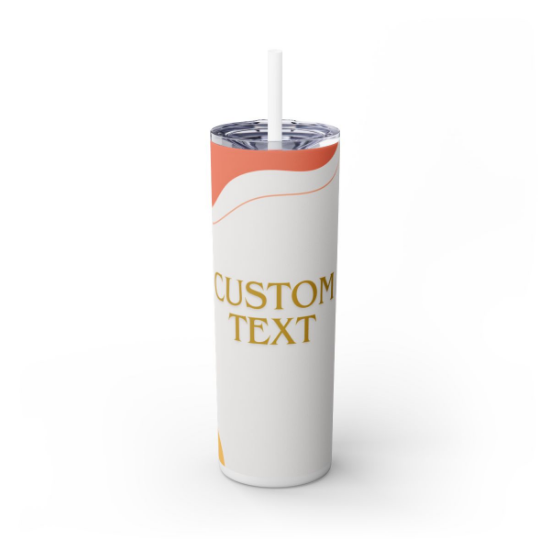 Picture of Custom Text Skinny Tumbler with Straw.